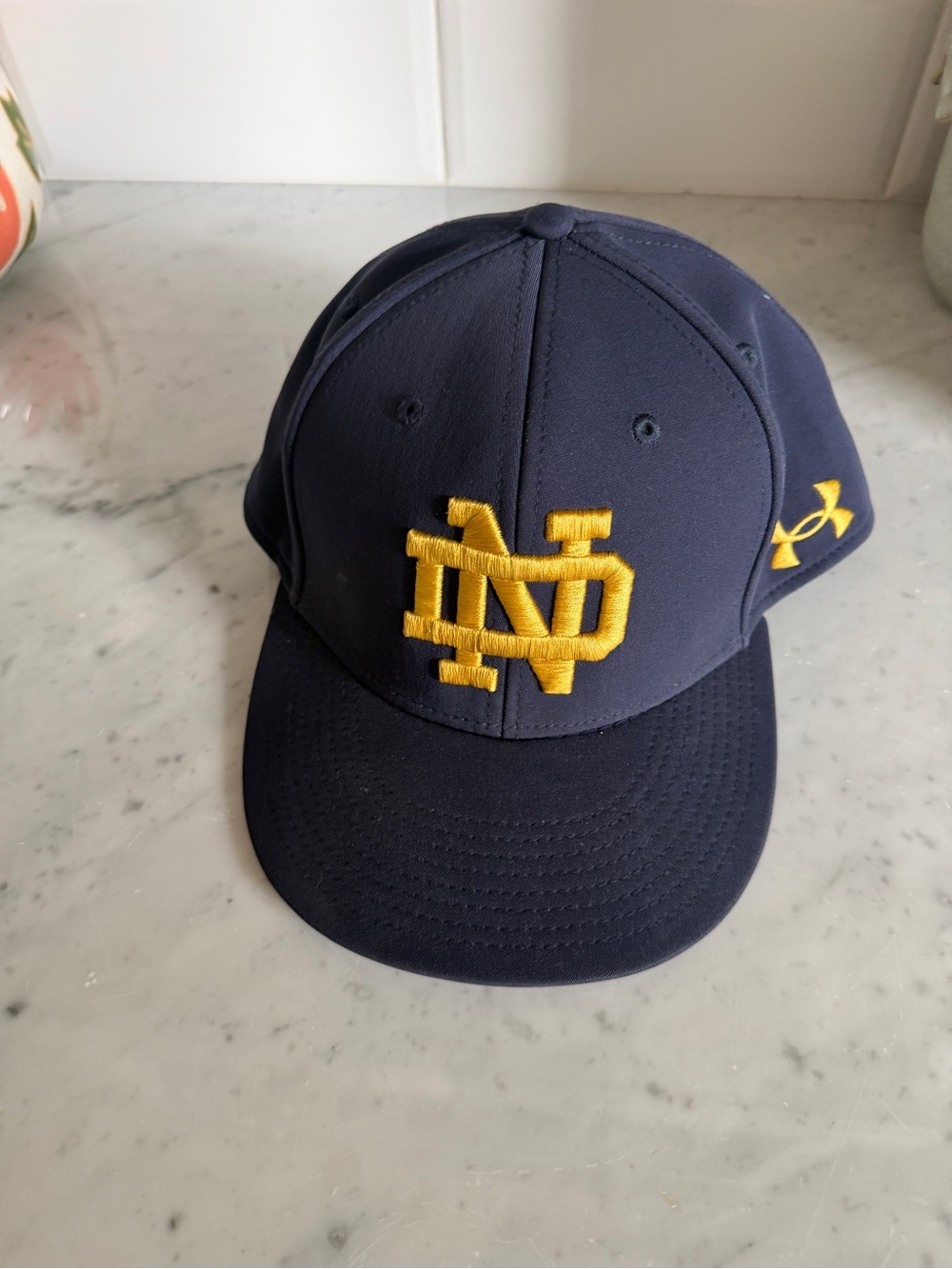 Under Armour Navy and Gold ND Embroidered Fitted Hat Notre Dame
